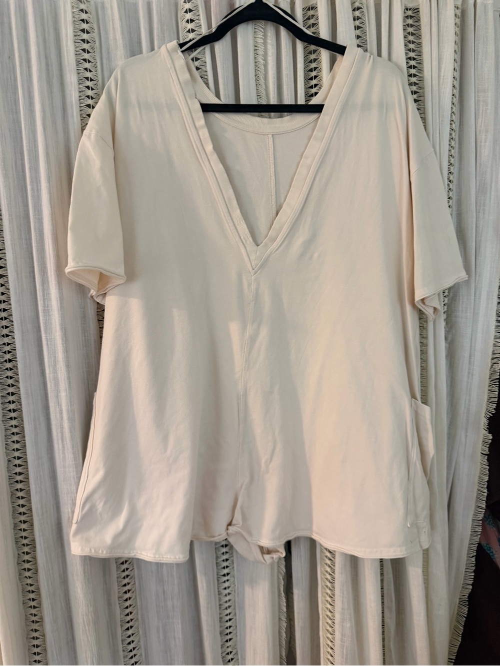 Women's free people V-Neck Short Sleeve romper Cream